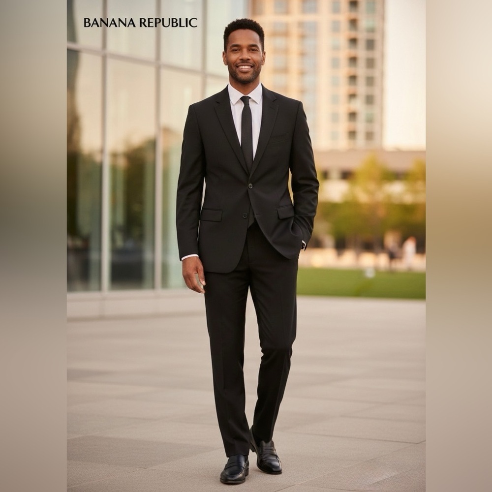 Banana Republic Black Wool Tailored Fit Blazer size 46L
